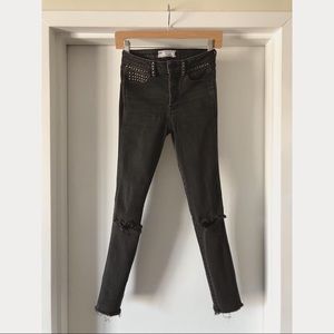 Free People Ripped Skinny Jean with Studs
